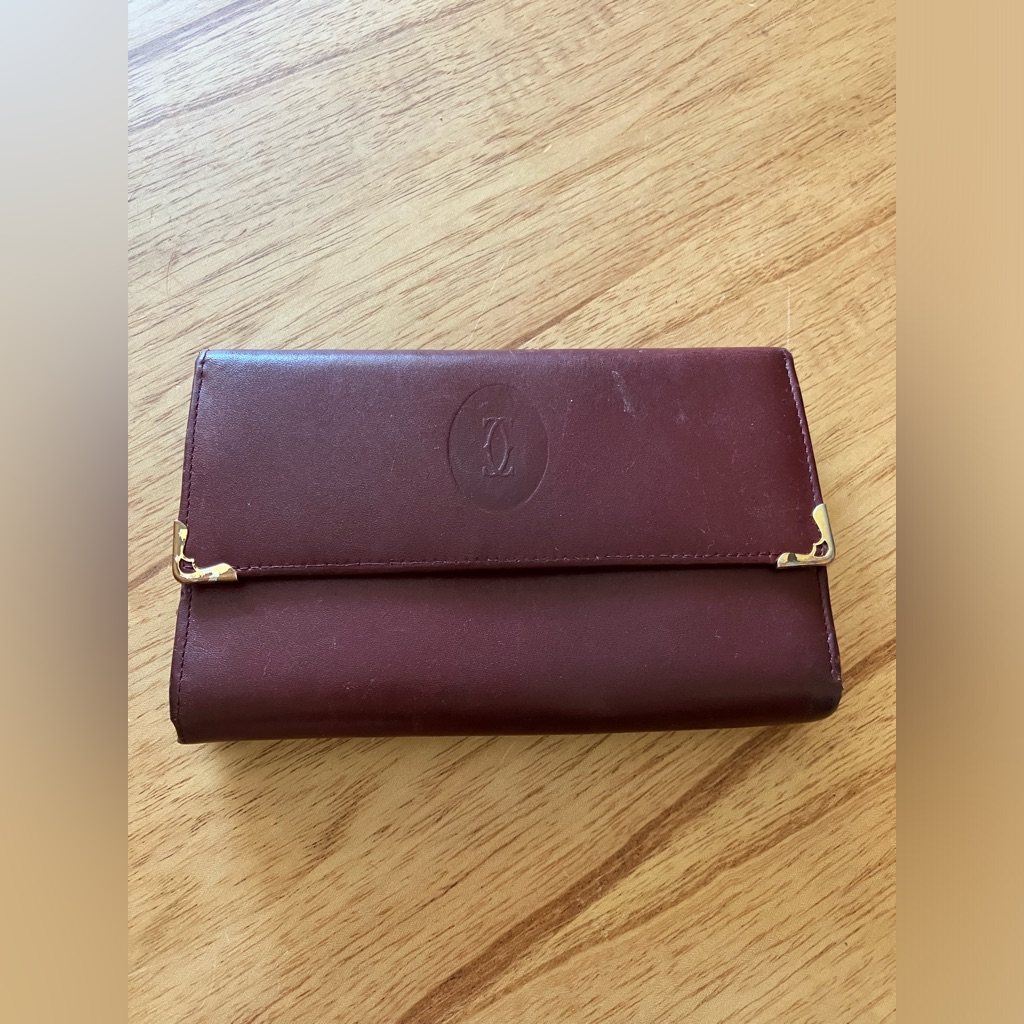 Vintage Cartier Maroon Trifold Wallet